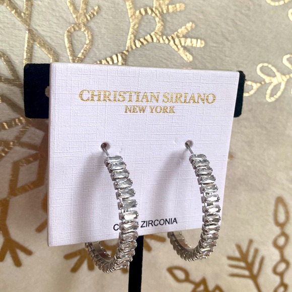 Christian Siriano Cubic Zirconia 1-1/4" Hoop Earrings - Picture 2 of 14
